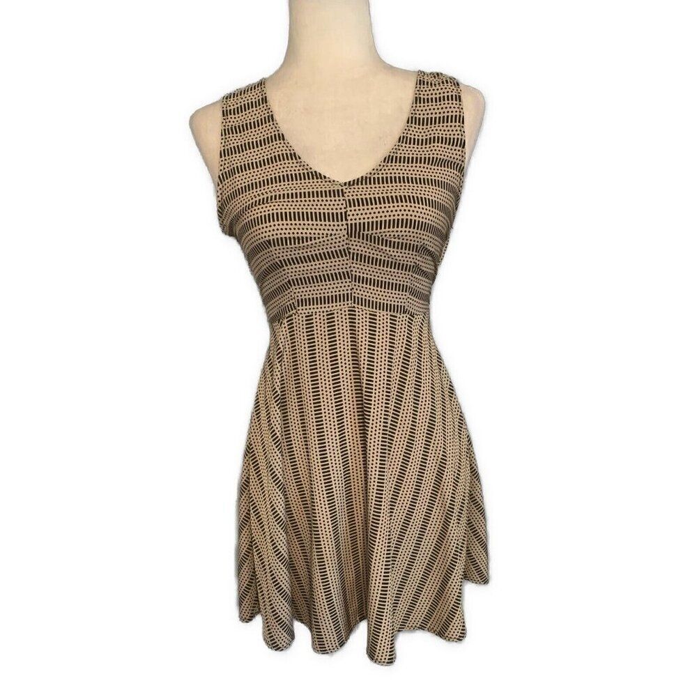 Peppermint Label USA Beige Black Tank Fit Flare Mini Dress Small